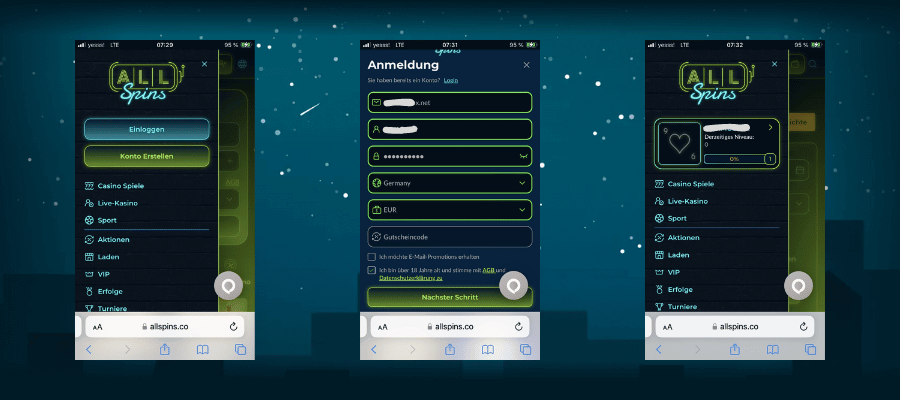 AllSpins Casino Registrierung
