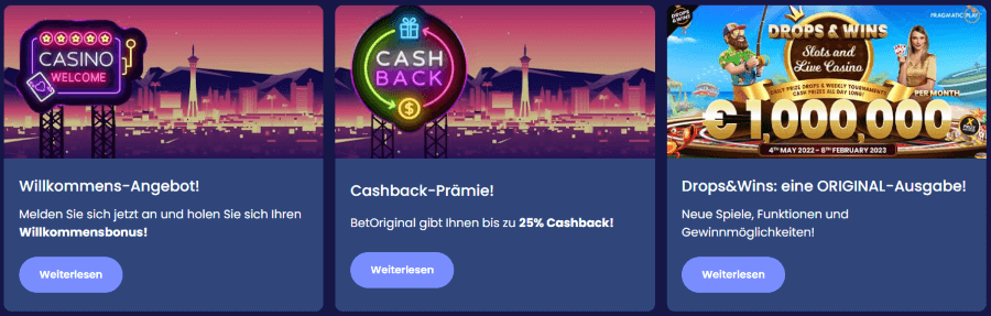 BetOriginal Werbeaktionen