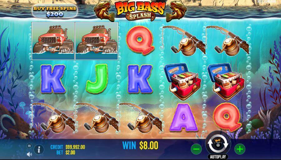 Big Bass Splash Slot Spielefeld