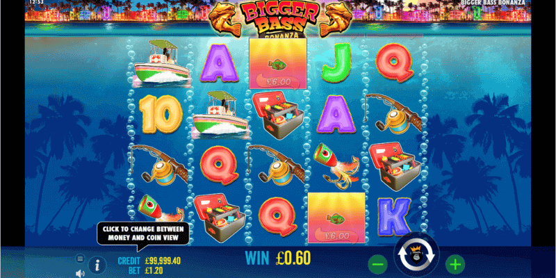 Bigger Bass Bonanza Slot Spielefeld