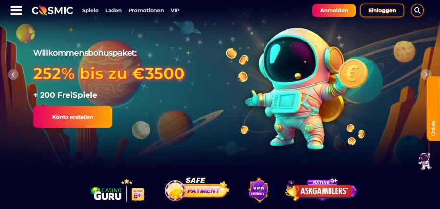 CosmicSlot Casino Willkommensbonus