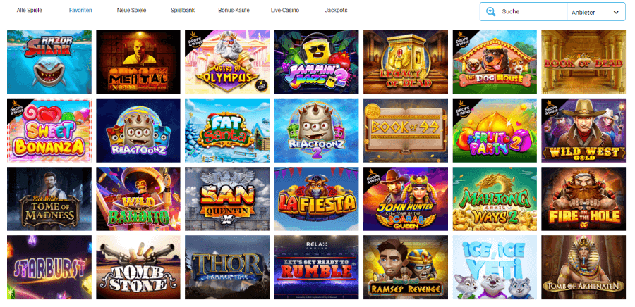 Evolve Casino Slots und Spiele