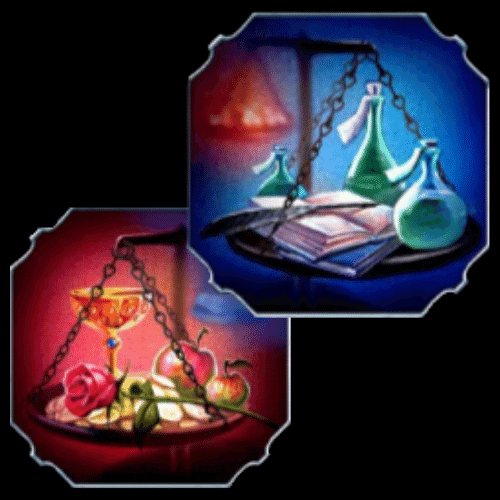 Faust Slot Blaue und rote Waage Symbol