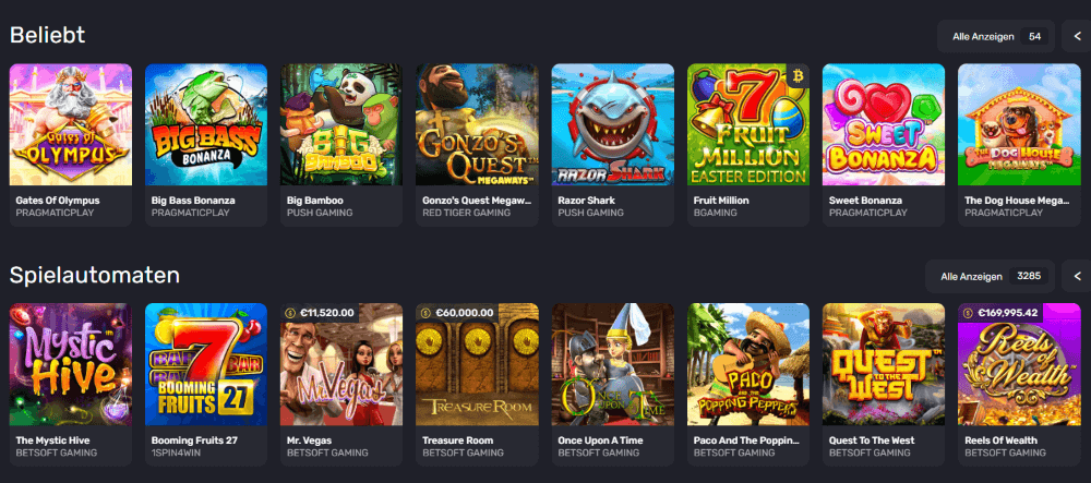 GetSlots Spieleportfolio