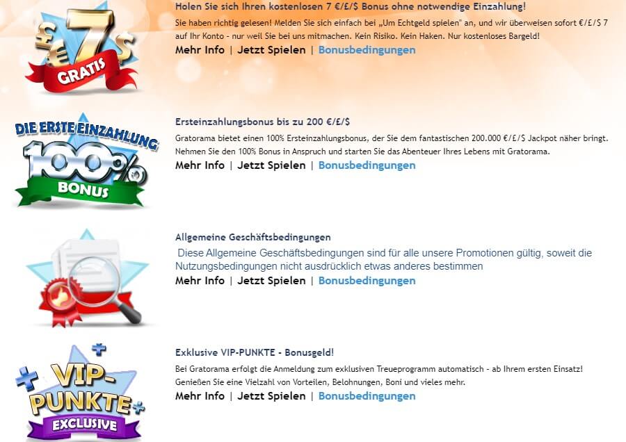 Gratorama Casino Bonus