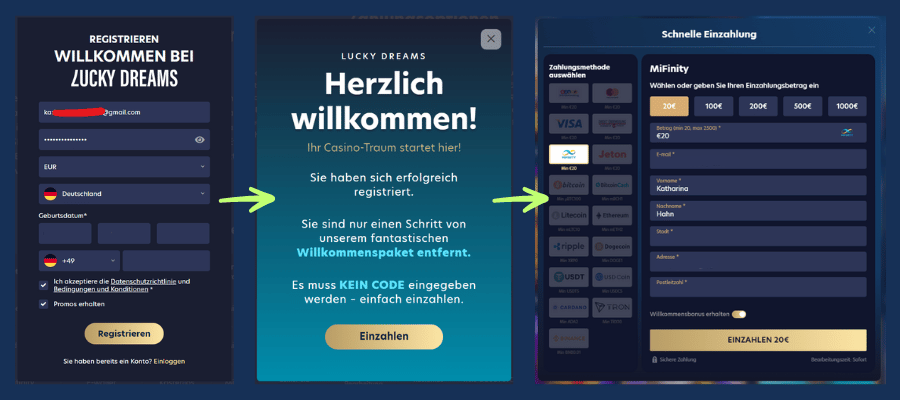 Lucky Dreams Casino Registrierung