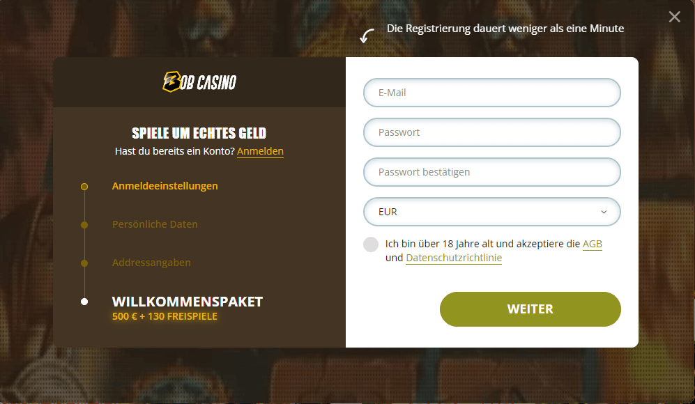 Bob Casino Registrierung