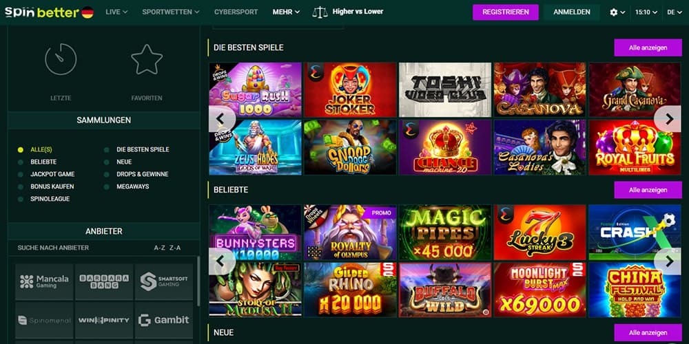 Spinbetter Casino Spiele