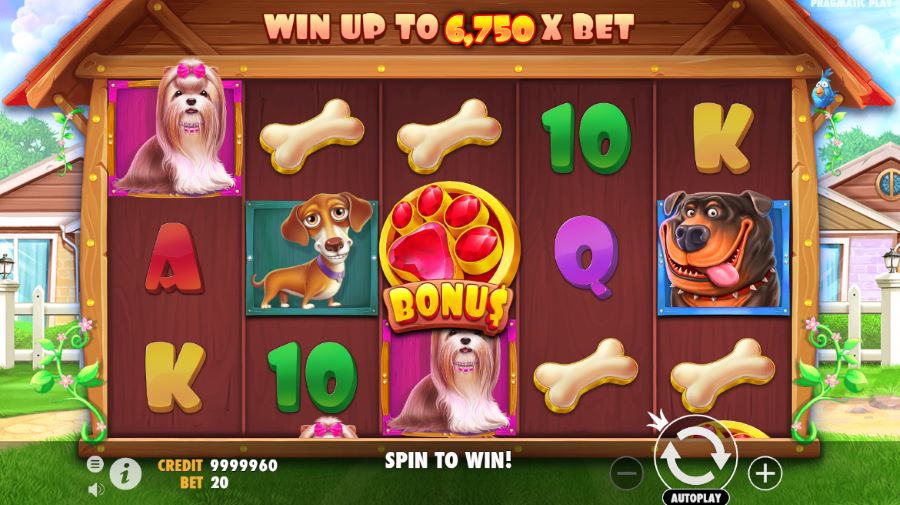 Das Dog House Slot Spielefeld