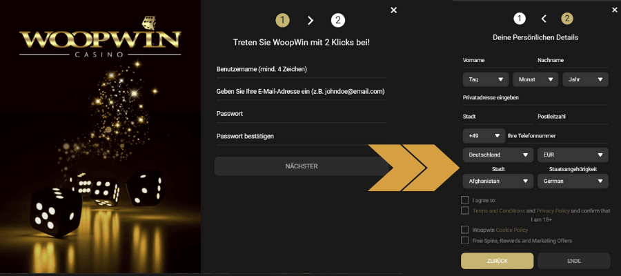 Woopwin Registrierung